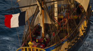 L’Hermione dans les eaux du Maryland