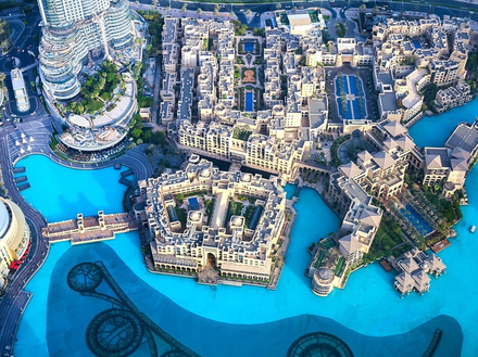 Vue depuis le Burj Khalifa, depuis le poste d'observation à 450 m d'altitude.