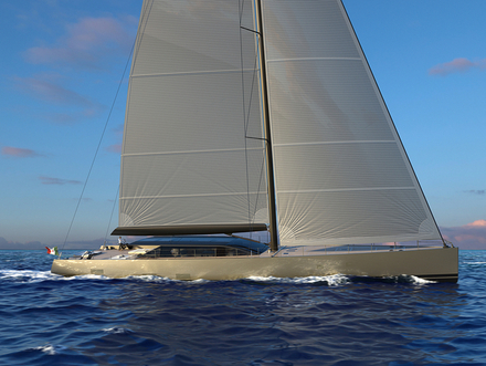 L'E-volution est un sloop de 42 m de long, en aluminium : puissant et design à la fois.