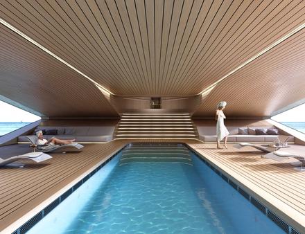 Une immense terrasse surplombe la mer, tout en étant un espace de détente avec spa, piscine et salle de sport. Nautisme Article