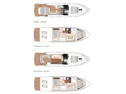Ici, plusieurs vues du V50, avec les différents aménagements possibles. Nautisme Article