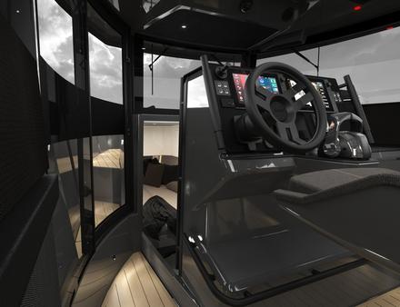 La cabine spacieuse offre une vue dégagée à 360° sur le conducteur. Nautisme Article