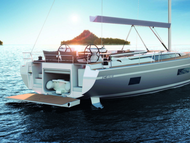 A l'arrière du bateau se trouve une grande plate-forme de bain qui se transforme en garage XXL qui peut accueillir un jet tender, ou tout matériel nautique. Nautisme Article
