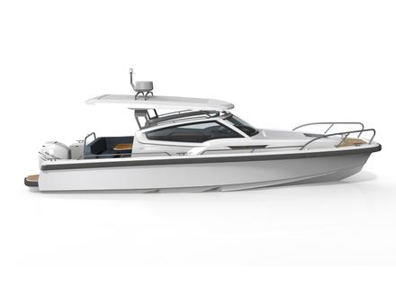 Le Nimbus W9 est également proposé avec un imposant T-Top. Nautisme Article