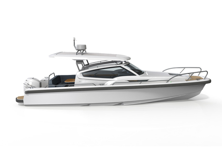 Le Nimbus W9 est également proposé avec un imposant T-Top. Nautisme Article