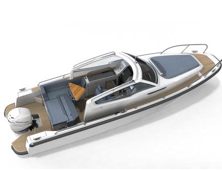 Zoom sur le plan de pont du W9 avec beaucoup d'espace de circulation à bord et plusieurs places assises. Nautisme Article