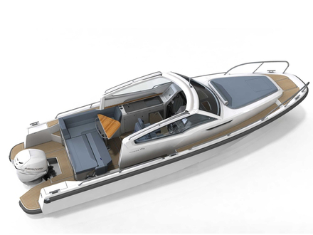 Zoom sur le plan de pont du W9 avec beaucoup d'espace de circulation à bord et plusieurs places assises. Nautisme Article