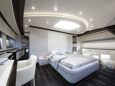 Quatre cabines sont situ&eacute;es sur le pont inf&eacute;rieur du M/Y Zalanka, dont la cabine propri&eacute;taire, &eacute;quip&eacute;e d'une salle de bain privative.