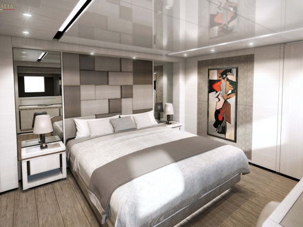 Les suites invités à la décoration très moderne sont au nombre de quatre. Elles se situent sur le pont inférieur. Les suites invités à la décoration très moderne sont au nombre de quatre. Elles se situent sur le pont inférieur.