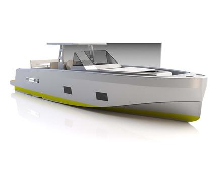 Disponible en version hors-bord ou in-bord, le bateau à moteur proposera une belle plateforme de bain arrière avec, à proximité, des coffres de rangement. Nautisme Article
