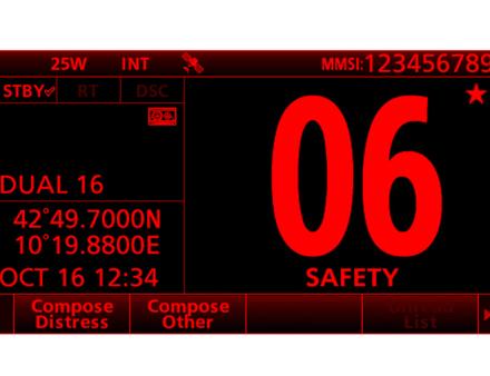 Exemple d'écran sur la VHF IC-M605 EURO Nautisme Article