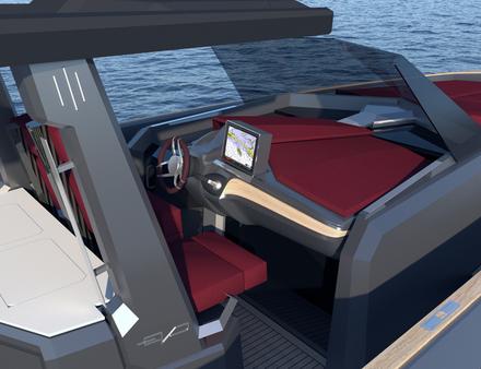 L'Evo à console centrale est équipé d'un cockpit arrière, d'un grand T-top et de deux bains de soleil, à l'avant et à l'arrière. Nautisme Article