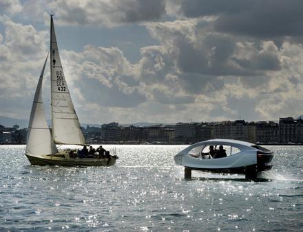 SeaBubbles en test à Genève le 1er avril dernier. Nautisme Article