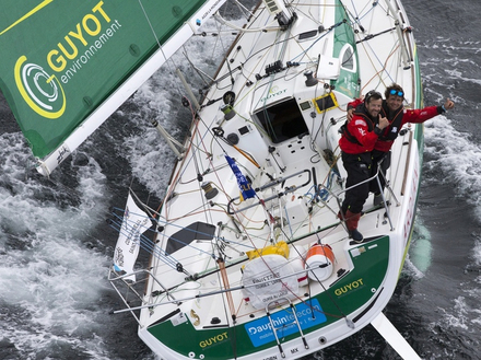 A bord du bateau Guyot Environnement, Pierre Leboucher attend beaucoup de sa première transatlantique avec l'expérimenté Christopher Pratt.