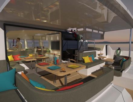 A l'intérieur du 47', on retrouve le concept du « Cockloon » déjà présent sur le 51'. Un mariage réussi du cockpit et du salon ! Nautisme Article