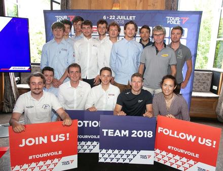 Une partie des skippers lors de la présentation à la presse le 31 mai 2018 Nautisme Article