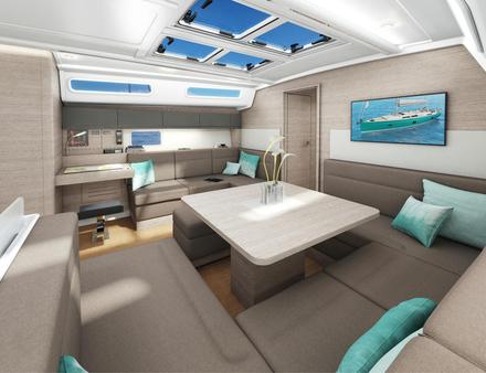 A l'intérieur, de belles boiseries et une sellerie soignée, et des emménagements plus dégagés pour une ambiance loft. Nautisme Article