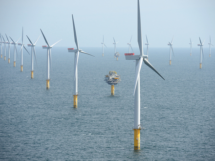Le parc éolien offshore de Sheringham Shoal en mer du Nord au large de l'Angleterre. Le parc éolien offshore de Sheringham Shoal en mer du Nord au large de l'Angleterre.