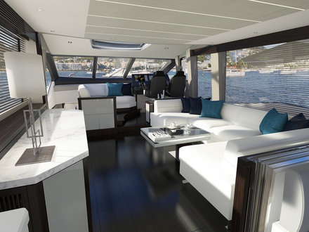 Le 74 Sport Yacht a été imaginé pour naviguer aussi bien dans les régions chaudes que froides avec un cockpit fermé par une porte qui peut s'ouvrir ou se refermer en quelques secondes. Le 74 Sport Yacht a été imaginé pour naviguer aussi bien dans les régions chaudes que froides avec un cockpit fermé par une porte qui peut s'ouvrir ou se refermer en quelques secondes.