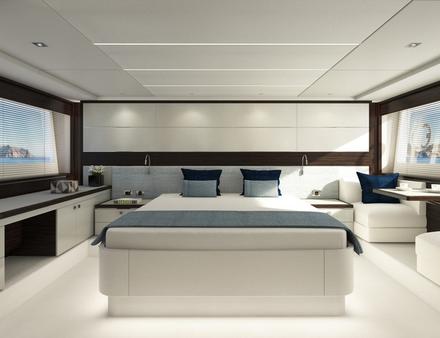 Du côté des aménagements, on retrouve un salon, une salle à manger, trois cabines (suites) spacieuses comprenant une cabine Master, une cabine twin et une VIP. La cabine principale bénéfice d'un dressing en option. Nautisme Article