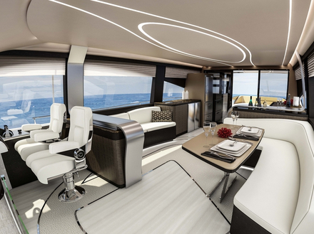 On retrouve également un immense flybridge et, à l'intérieur, un grand cockpit et un grand salon, ainsi que trois cabines. Le prix n'a pas encore été dévoilé. Nautisme Article