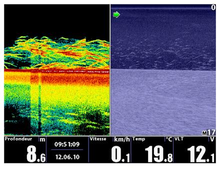 Le DownScan associé au Side Imaging permet une visualisation à la verticale du bateau. Nautisme Article