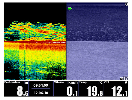 Le DownScan associé au Side Imaging permet une visualisation à la verticale du bateau. Nautisme Article