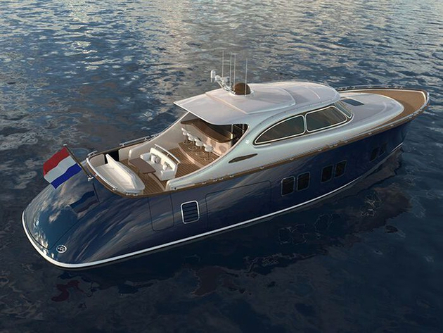 3 paires de fenêtres à la proue viendront accentuer la forme globale du navire. On trouvera également une porte d'embarquement et un garage à entrée latérale pouvant accueillir un tender, un Jet-Ski et autres toys. Nautisme Article