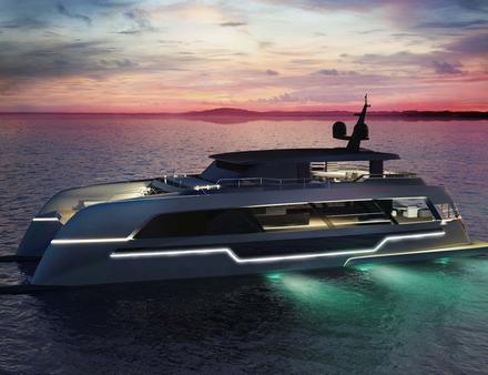 Construit sur-mesure, le catamaran pourra accueillir 12 invités et 7 membre d'équipage. Nautisme Article