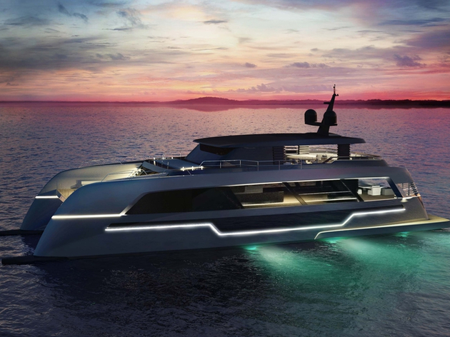 Construit sur-mesure, le catamaran pourra accueillir 12 invités et 7 membre d'équipage. Nautisme Article