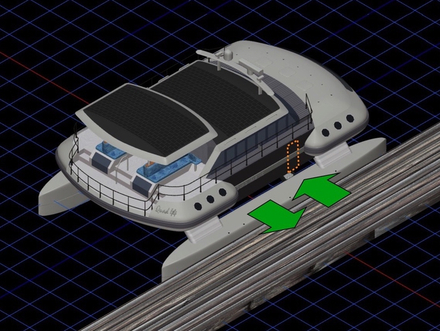 Les deux pontons ont été conçus pour un embarquement facilité depuis un quai. Idem à l'arrière du bateau où une passerelle se déploie (en option). Nautisme Article
