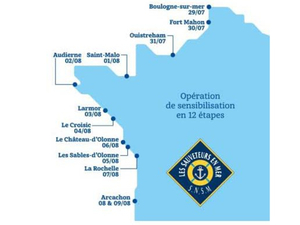 Campagne de prévention des sauveteurs en mer de la SNSM  du 29 juillet et 9 août sur les plages françaises