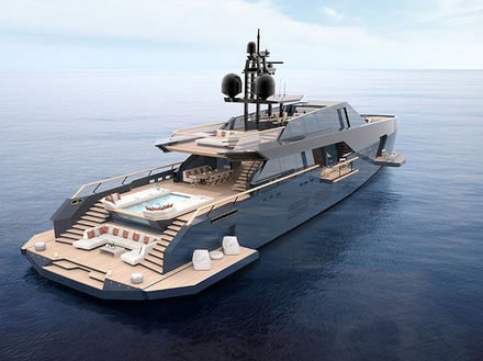 Le futur Wallypower se distingue grâce notamment à sa zone de pont arrière qui comprend jacuzzi, beach club et de nombreux bains de soleil.  Le futur Wallypower se distingue grâce notamment à sa zone de pont arrière qui comprend jacuzzi, beach club et de nombreux bains de soleil.