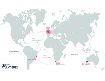 Le parcours de 14 000 milles sur le triangle Brest - Rio - Le Cap - Brest est presque totalement libre, puisqu'il n'y a que deux marques géographiques à laisser à bâbord, l'archipel des îles Cagarras et Robben Island. Nautisme Article