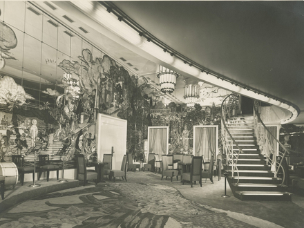 Salon-fumoir de la classe cabine, par Au Bûcheron, après 1949... Nautisme Article