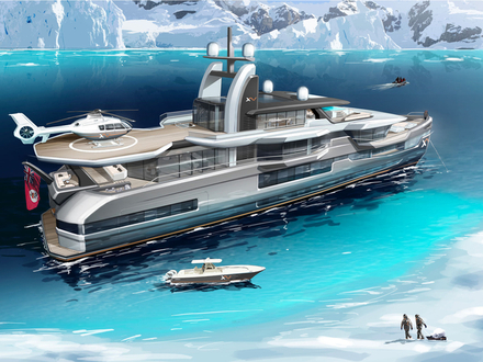 Le superyacht est également équipé d'un garage à annexe, abritant à bâbord un bateau de pêche de 11,4 m et un Beachlander de 8,6 m dans un garage latéral. Nautisme Article
