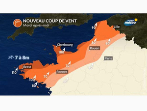 Tempête Brendan : de fortes rafales attendues en Manche cette nuit et demain