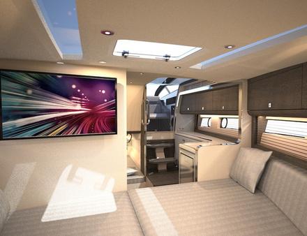A bord, deux cabines sont prévues soit quatre couchages au total. Les nombreuses ouvertures offrent beaucoup de luminosité au carré. Nautisme Article