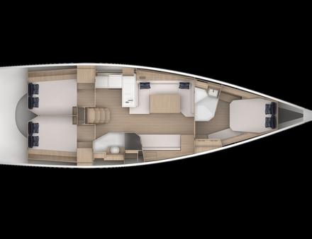 Le caractère sportif du futur GS 44 n'enlève rien au confort à bord avec notamment une spacieuse cabine propriétaire à l'avant. Nautisme Article