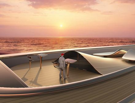 Pour la création de la silhouette du pont principal, Eugeni Quitllet explique s'être directement inspiré des dunes de sable. Nautisme Article