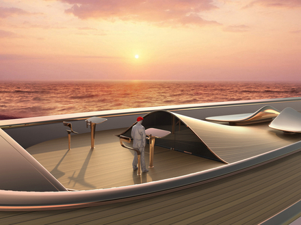 Pour la création de la silhouette du pont principal, Eugeni Quitllet explique s'être directement inspiré des dunes de sable. Nautisme Article
