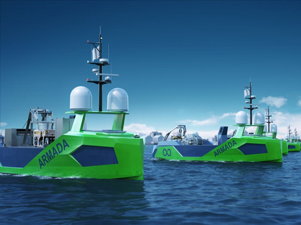 Ocean Infinity, spécialisée dans la robotique marine et l'hydrographie, annonce pour la fin de l'année le lancement d'une flotte de onze navires autonomes, baptisée Armada. Ocean Infinity, spécialisée dans la robotique marine et l'hydrographie, annonce pour la fin de l'année le lancement d'une flotte de onze navires autonomes, baptisée Armada.