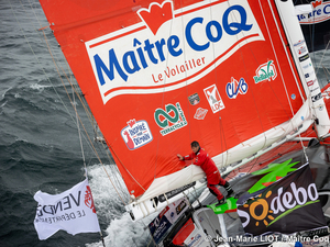 Yannick Bestaven, skipper de Maître  CoQ IV découvre le Sud. 