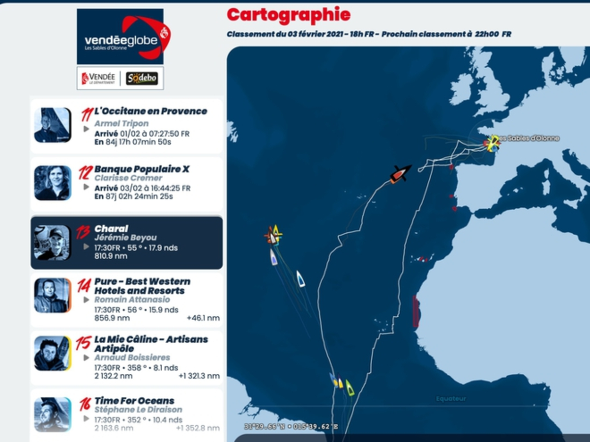 Vendée Globe classement de 18h Actualités Nautisme