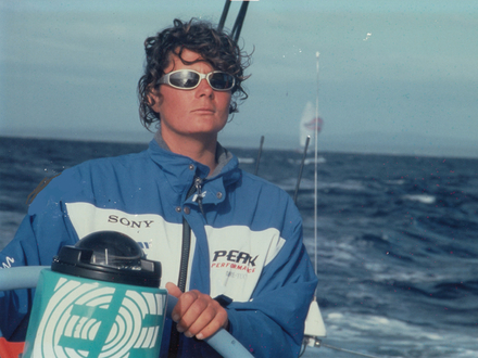 A la barre de EF Education lors de la Whitbread 97-98 A la barre de EF Education lors de la Whitbread 97-98