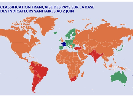 Classification Française des pays sur la base des indicateurs sanitaires au 2 juin Classification Française des pays sur la base des indicateurs sanitaires au 2 juin