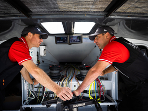 Damien Seguin et Benjamin Dutreux au départ de la Rolex Fastnet Race à bord de Groupe APICIL
