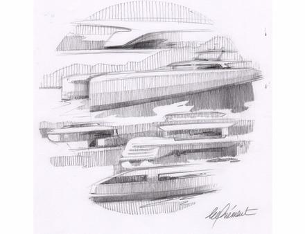 Croquis du Lagoon Seventy 8, par Patrick Le Quément. Nautisme Article
