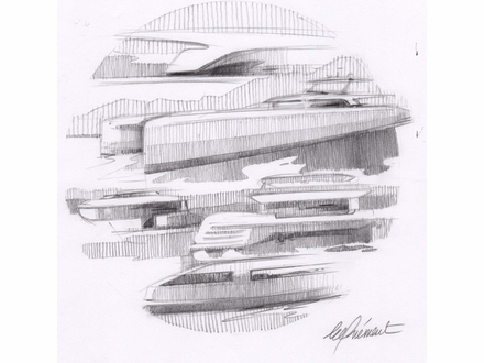 Croquis du Lagoon Seventy 8, par Patrick Le Quément. Nautisme Article