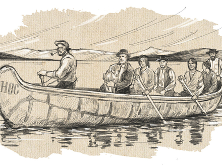 Les pêcheurs et les chasseurs se déplacent dans la baie à bord de leurs canots de fret de seulement 7 mètres. 